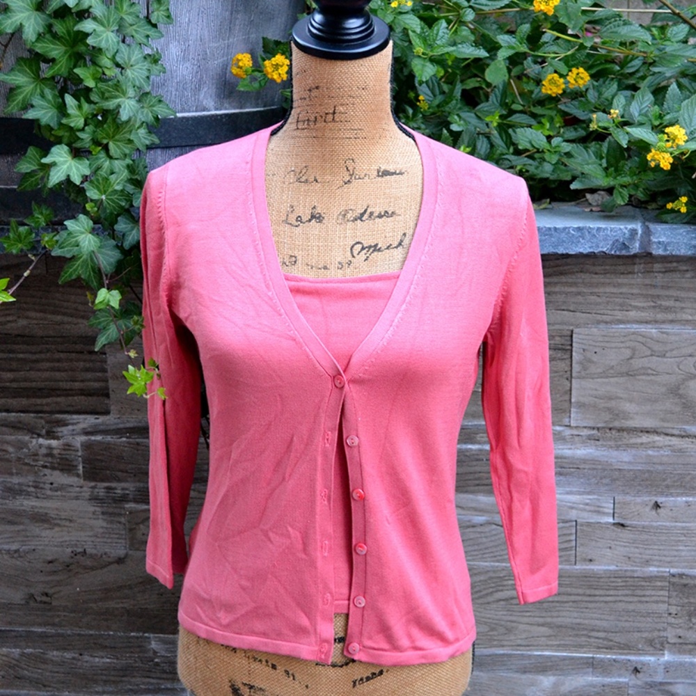 Coral 2Pc Silk Sweater Set
